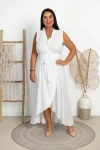 Kopertowa Sukienka Wiązana MAXI WEGA biała Plus Size 42/48