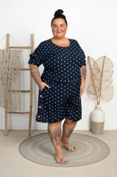 Komplet z Szortami LIMIA granatowy w groszki Plus Size 48/54