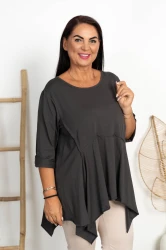 Asymetryczna Bluzka NOTI czekoladowa Plus Size 42/50