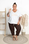 Bluza wiązana na plecach HOT QUEEN biała+złoto Plus Size 48/56