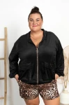 Welurowa Bomberka RENEE czarna Plus Size 48-58