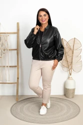 Bomberka EkoSkórzana TIP czarna Plus Size 42/46