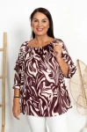 Satynowa Bluzka Hiszpanka RITA beż-bordo Plus Size 46/54 