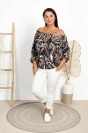 Satynowa Bluzka Hiszpanka RITA beż-butelka Plus Size 46/54