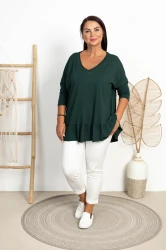 Bluzka z baskinką STEFANIA butelkowa Plus Size 44/52