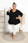 Bluzka z baskinką STEFANIA czarna Plus Size 44/52