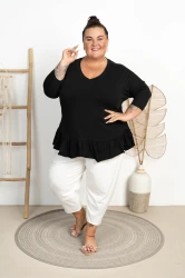 Bluzka z baskinką STEFANIA czarna Plus Size 44/52