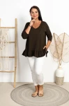 Bluzka z baskinką STEFANIA czekoladowa Plus Size 44/52