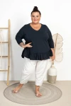 Bluzka z baskinką STEFANIA granatowa Plus Size 44/52