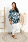 Satynowa Bluzka Hiszpanka RITA beż-morska Plus Size 46/54
