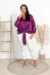 Satynowa Koszula z wiązaniem MADAME fioletowa Plus Size 44/54