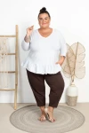 Bluzka z baskinką STEFANIA biała Plus Size 44/52