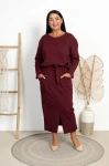 Sukienka dresowa dł. rękaw BEATRISE burgundowa Plus Size 44/48