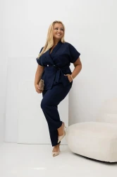 Elegancki Komplet LOVLY granatowy Plus Size 44-50
