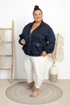 Zamszowa Bomberka RENEE granatowa Plus Size 48-58