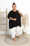 Tunika z dłuższym tyłem POSHi czarna Plus Size 48/56