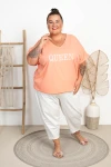 Bluza wiązana na plecach HOT QUEEN brzoskwiniowa Plus Size 48/56