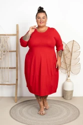Sukienka Bombka SHEJNA czerwona Plus Size 46/52