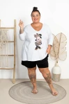 Tunika trapezowa biała LALI Myszka Plus Size 48/54