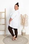 Tunika z dłuższym tyłem POSHi biała Plus Size 48/56