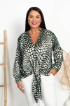 Satynowa Koszula z wiązaniem MADAME Kropki butelkowe Plus Size 44/54