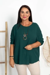 Bluzka z wisiorem TELMA dł. ręk. butelkowa Plus Size 42/48