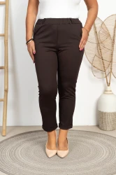 Eleganckie Spodnie SINNER czekoladowe Plus Size 2XL-5XL