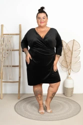 Sukienka Welurowa LUCKY czarna Plus Size 44/52