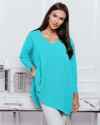 Sweter Oversize RADA turkusowy Plus Size 46/56