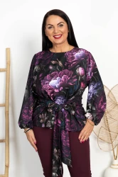 Bluzka elegancka z wiązaniem MARIENN wzór 11 Plus Size 42-52