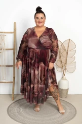 Sukienka siateczkowa LULU maziaje bordo Plus Size 46/52