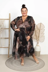 Sukienka siateczkowa LULU maziaje brąz Plus Size 46/52