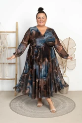 Sukienka siateczkowa LULU maziaje niebieskie Plus Size 46/52