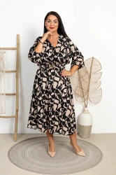 Sukienka Maxi literka A KAROLINA wzór 4 czarna Plus Size 46/52