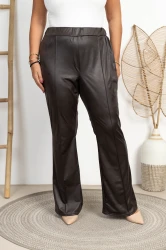 Eleganckie Dzwony w Kant STEP EKO czekoladowe Plus Size 42-54