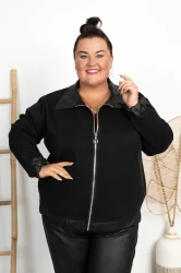 Bomberka Flauszowa TIP czarna Plus Size 48/54