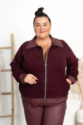 Bomberka Flauszowa TIP burgundowa Plus Size 48/54