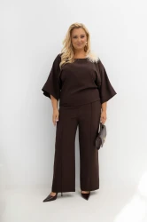 Elegancki Komplet MONACO czekoladowy Plus Size 44-50