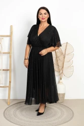 Sukienka siateczkowa z Brokatem LULA czarna Plus Size 46/52