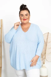 Sweter Oversize RADA błękitny Plus Size 48/56