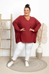Milusi Sweterek Ponczo JONI bordowy Plus Size 48/58