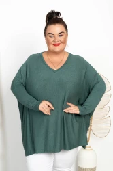 Milusi Sweterek Ponczo JONI zielony Plus Size 48/58