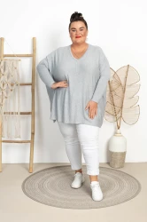 Milusi Sweterek Ponczo JONI melanż Plus Size 48/58