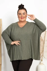 Milusi Sweterek Ponczo JONI khaki Plus Size 48/58