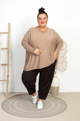 Milusi Sweterek Ponczo JONI beżowy Plus Size 48/58