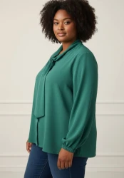 Bluzka z Krawatką DANTI butelkowa Plus Size 46/52