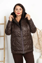 Kurtka na jesień RENETTE czekoladowa Plus Size 42-54