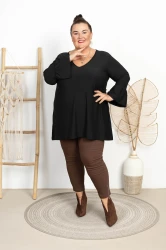 Tunika Trapezowa Dzwoneczek JILIAN czarna Plus Size 46/52