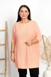 Sweter Pudełkowy Oversize KEIRA brzoskwiniowy Plus Size 46/54 
