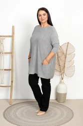 Sweter Pudełkowy Oversize KEIRA melanż Plus Size 46/54 
